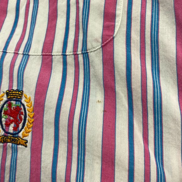 Vintage 90s Tommy Hilfiger Shirt Adult Large L Pink White Stripe Button Up Men - Picture 8 of 12